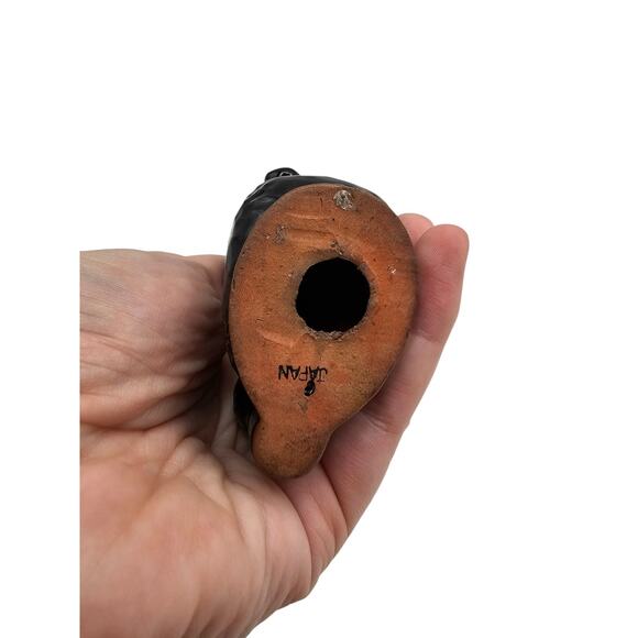 Vintage Ceramic Black Gold Poodle Pen Holder japan dog figurine desktop redware - Picture 5 of 6